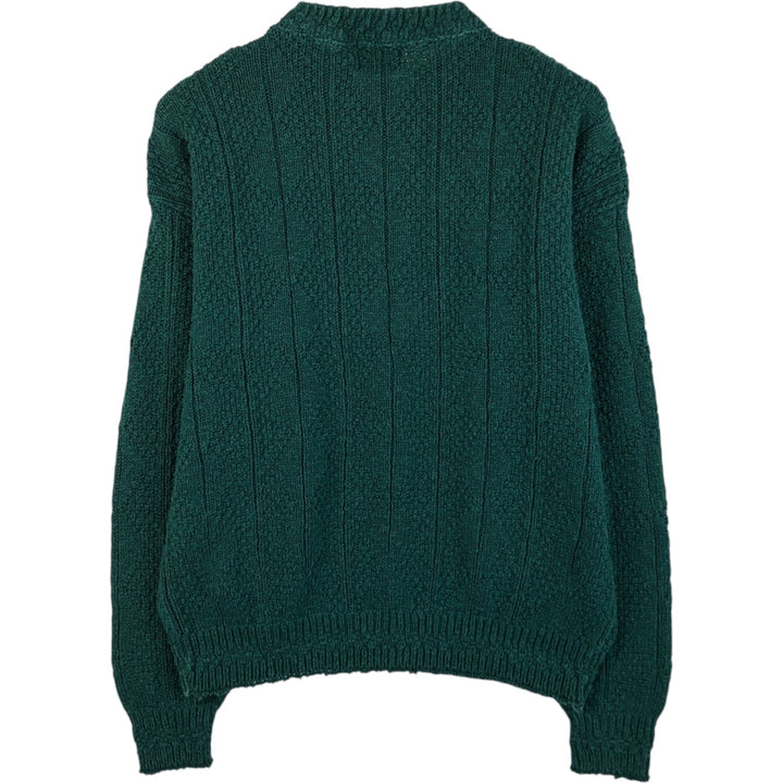 Vintage 90'S Cape Isle Knitters cable knit cotton sweater, made in the USA, size L, men's cotton green type Vintage Second Hand