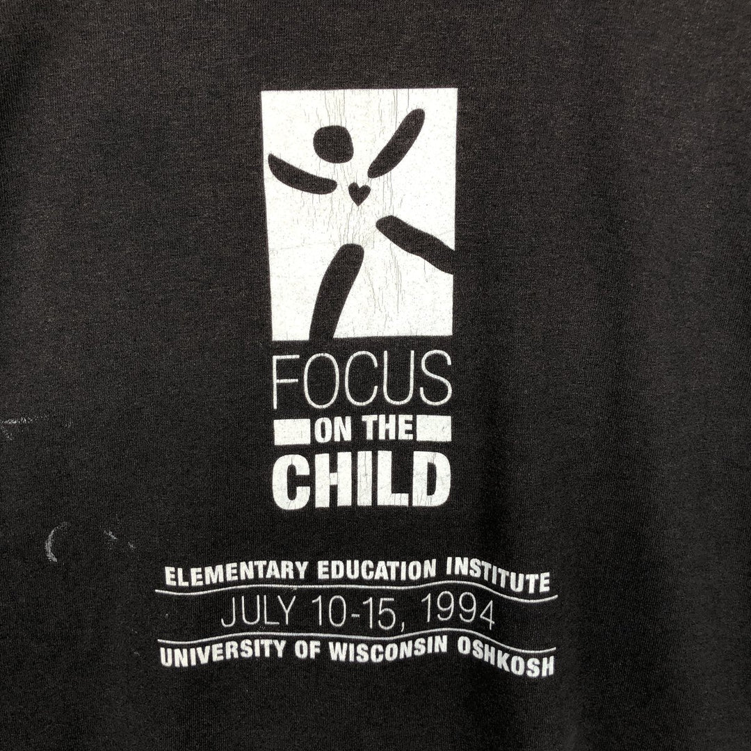 90s-00'S Fruit of the Loom College T-Shirt, Made in USA, Men's XL cotton black type Vintage Second Hand