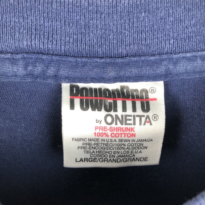 Vintage 90'S Oneita PowerPro Print T-Shirt, Made in USA, Men's Size L cotton navy blue type Vintage Second Hand