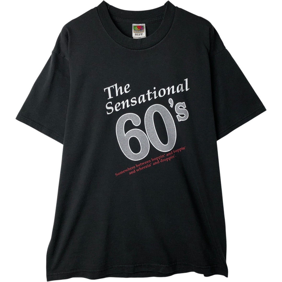 90s-00'S Vintage Fruit of the Loom Message Print T-Shirt, Men's Size L cotton black type Vintage Second Hand