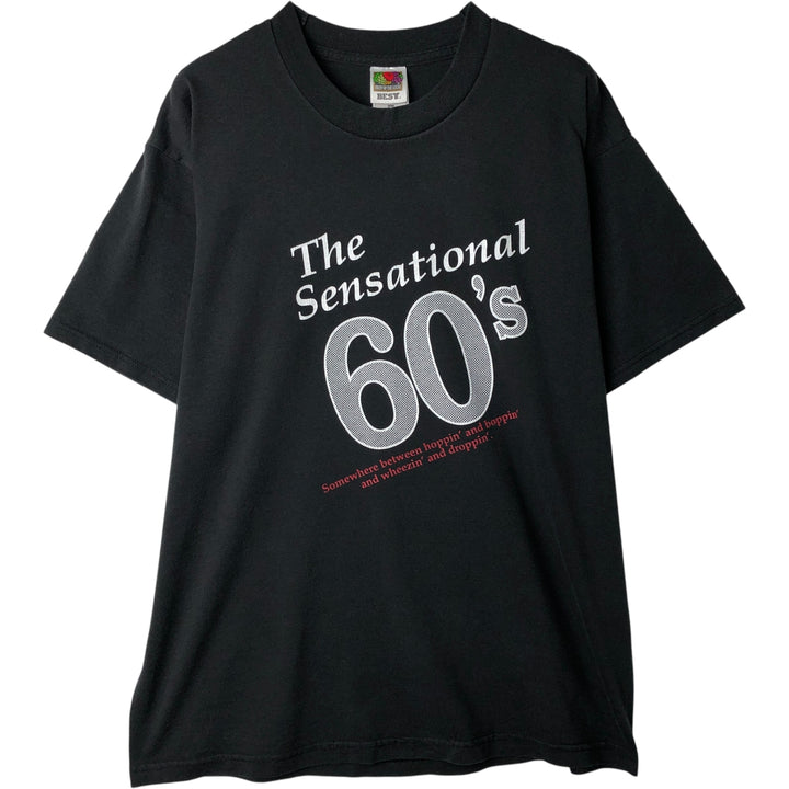 90s-00'S Vintage Fruit of the Loom Message Print T-Shirt, Men's Size L cotton black type Vintage Second Hand