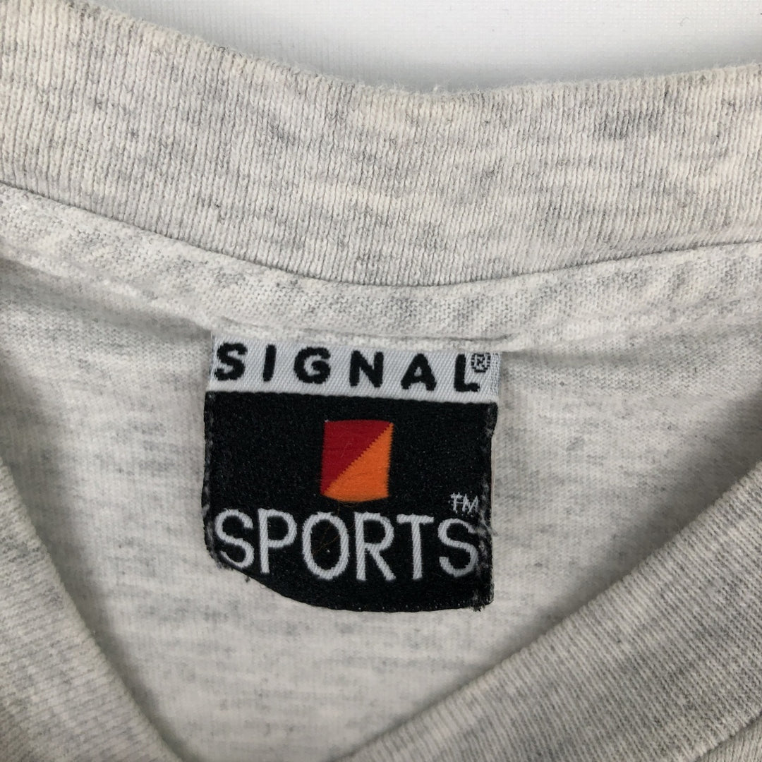 Vintage 90'S SIGNAL SPORTS message print T-shirt, men's size XL unclear white type Vintage Second Hand