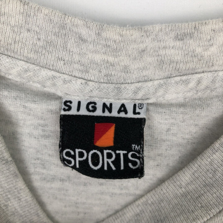 Vintage 90'S SIGNAL SPORTS message print T-shirt, men's size XL unclear white type Vintage Second Hand