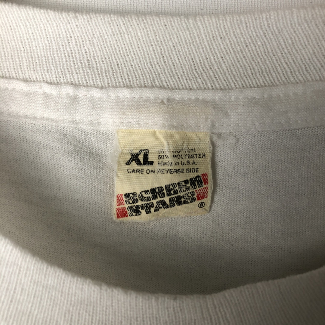Vintage 1980'S Screen Stars print T-shirt, Made in USA, Men's XL cotton white type Vintage Second Hand
