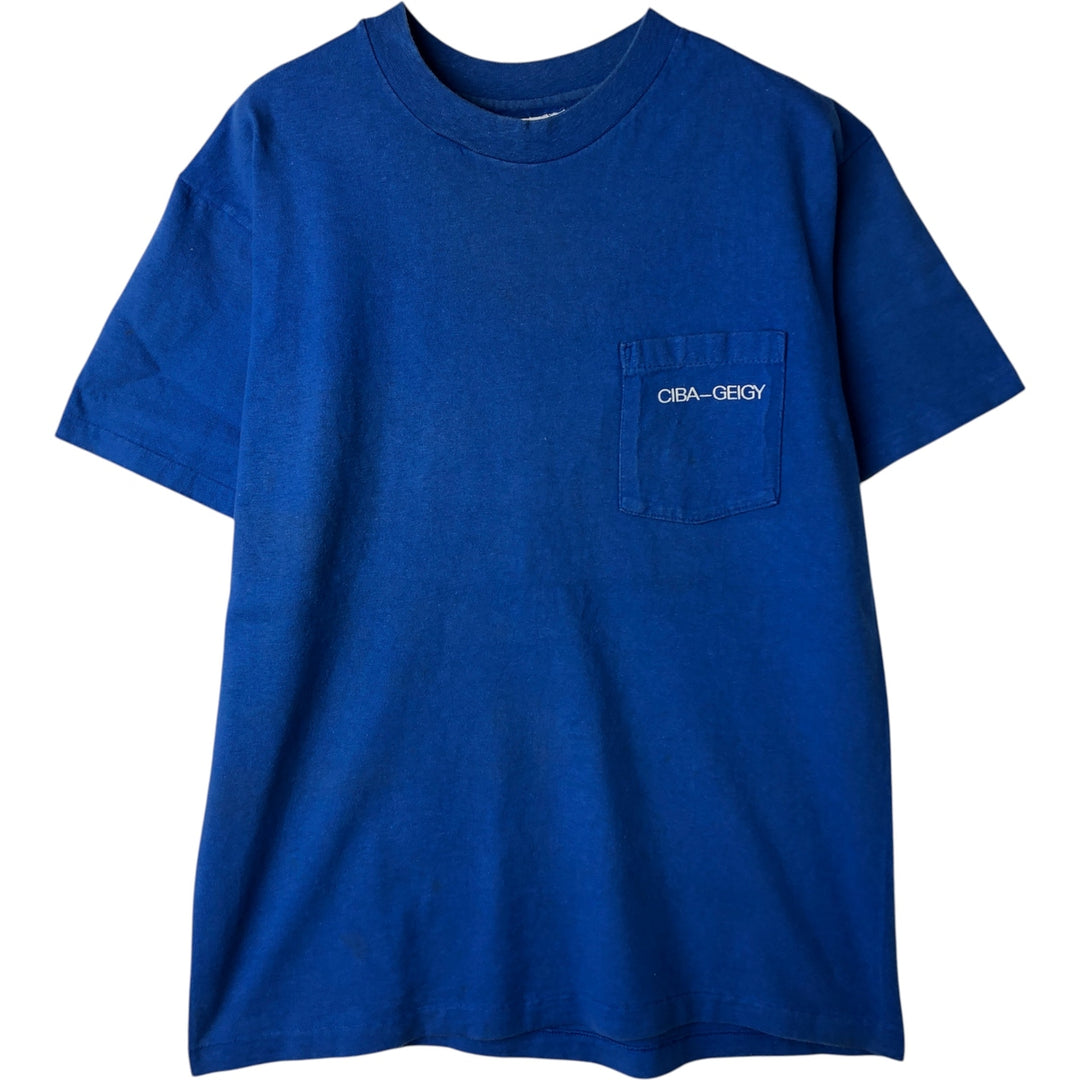 Vintage 1980'S Hanes BEEFY-T Printed T-Shirt, Made in USA, Men's Size Large cotton blue type Vintage Second Hand