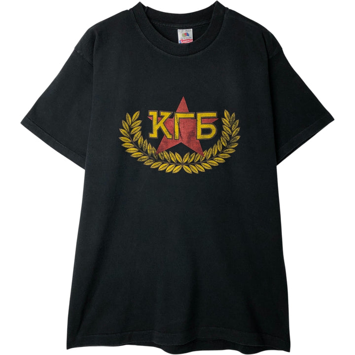 90'S Fruit of the Loom printed T-shirt, made in the USA, men's size L, vintage cotton black type Vintage Second Hand
