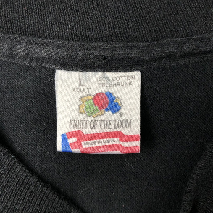 90'S Fruit of the Loom printed T-shirt, made in the USA, men's size L, vintage cotton black type Vintage Second Hand
