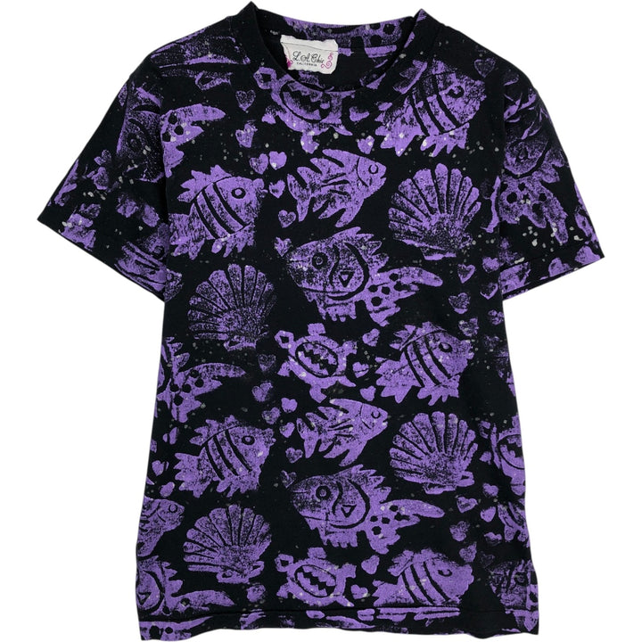 LA Chic CALIFORNIA All-Over Print Fish Print T-Shirt, Men's Size XL unclear black type Vintage Second Hand