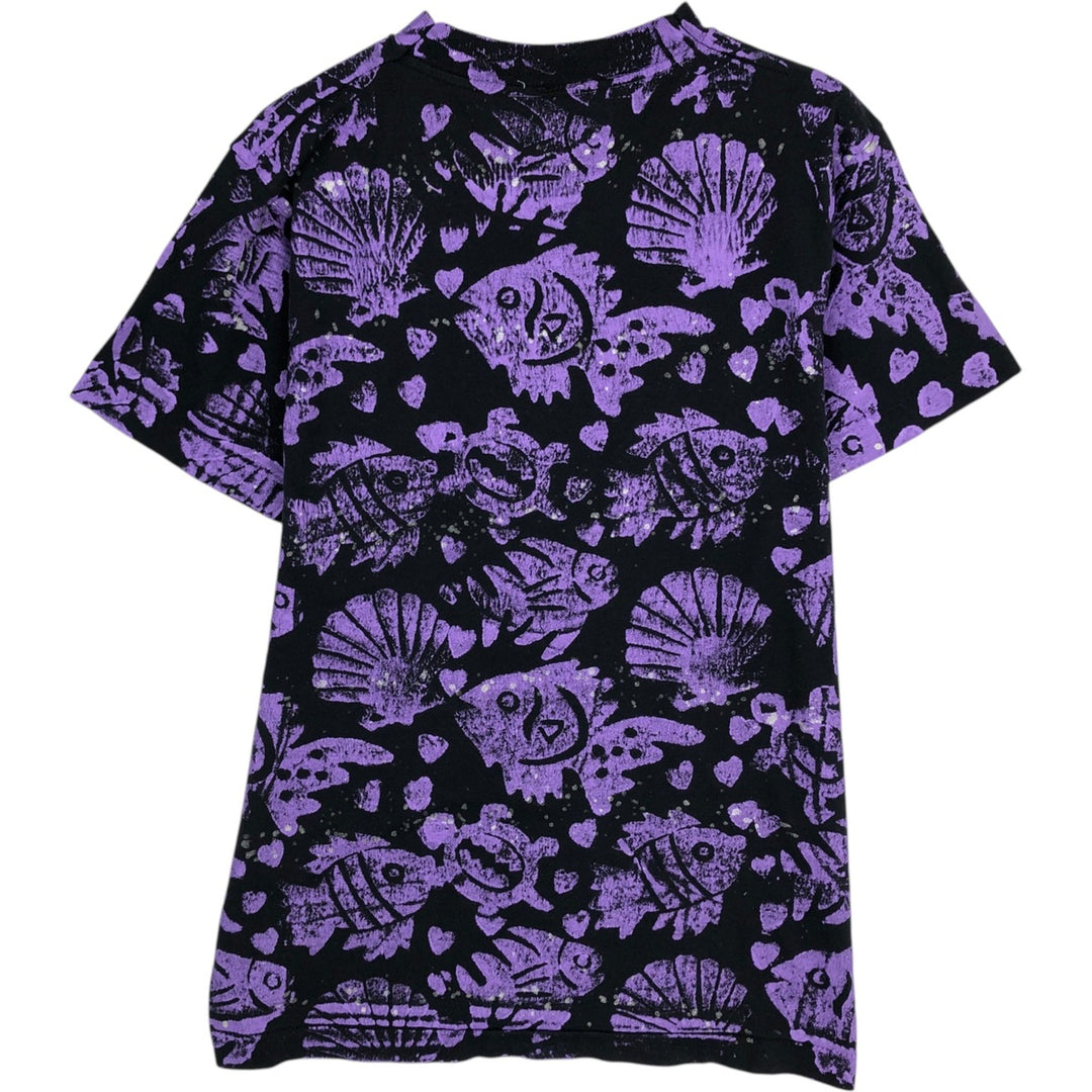 LA Chic CALIFORNIA All-Over Print Fish Print T-Shirt, Men's Size XL unclear black type Vintage Second Hand
