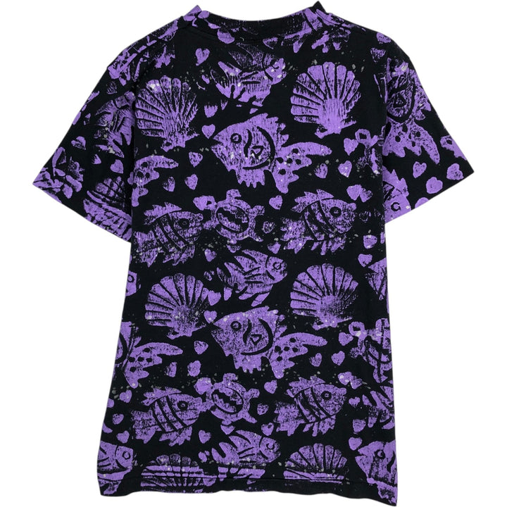 LA Chic CALIFORNIA All-Over Print Fish Print T-Shirt, Men's Size XL unclear black type Vintage Second Hand
