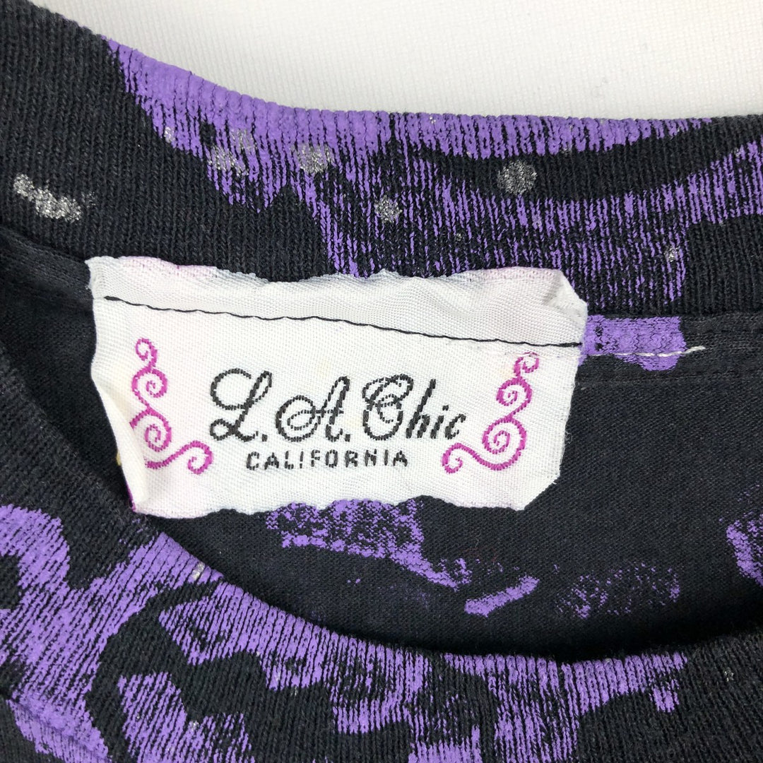 LA Chic CALIFORNIA All-Over Print Fish Print T-Shirt, Men's Size XL unclear black type Vintage Second Hand