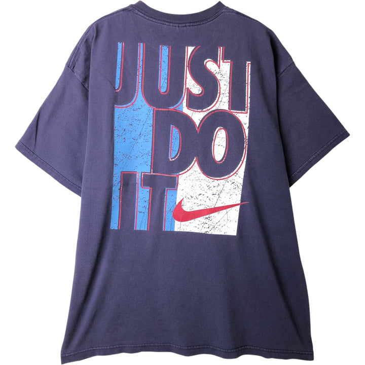 90'S - Vintage Nike Just Do It logo print T-shirt, Made in USA, Men's Size L cotton purple type Vintage Second Hand
