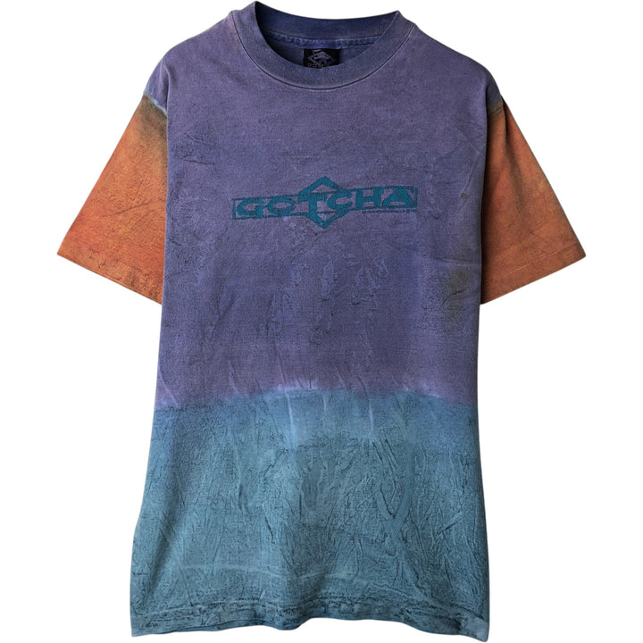 90'S GOTCHA Tie-Dye Pattern Surf/Skateboard T-Shirt, Made in USA, Men's Size XL, Vintage cotton purple type Vintage Second Hand