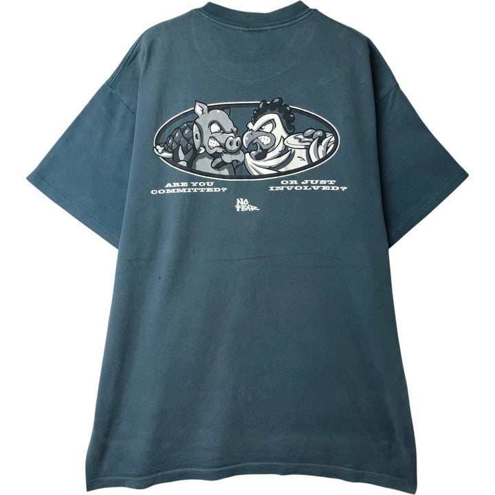 90'S NO FEAR surf skate T-shirt made in USA, men's XL size, vintage cotton green type Vintage Second Hand