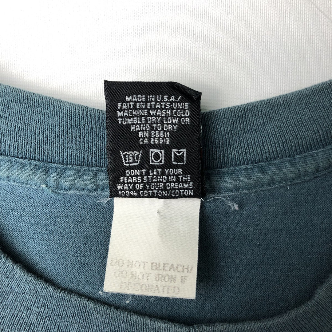 90'S NO FEAR surf skate T-shirt made in USA, men's XL size, vintage cotton green type Vintage Second Hand