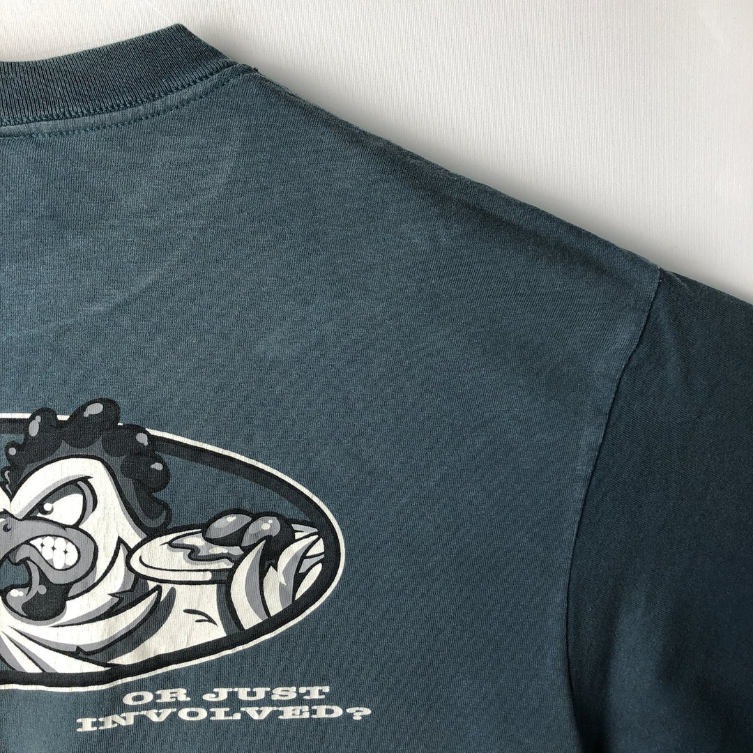 90'S NO FEAR surf skate T-shirt made in USA, men's XL size, vintage cotton green type Vintage Second Hand