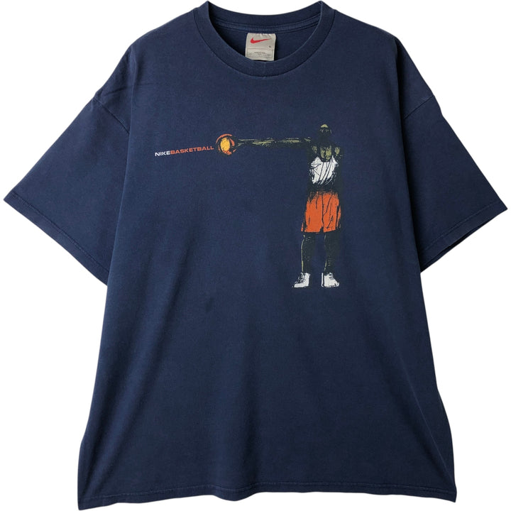Vintage 90'S Nike BASKETBALL Sports T-Shirt, Made in USA, Men's Size L cotton navy blue type Vintage Second Hand