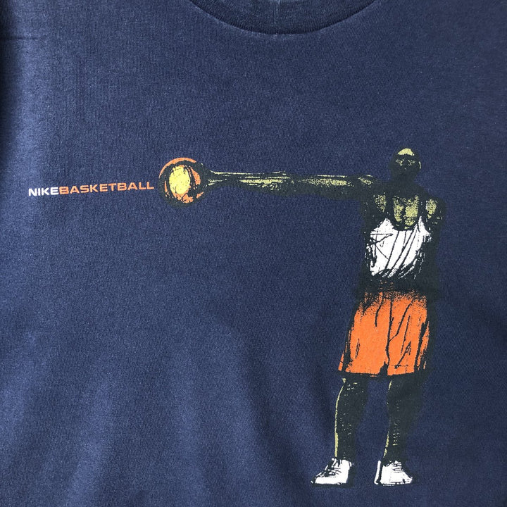 Vintage 90'S Nike BASKETBALL Sports T-Shirt, Made in USA, Men's Size L cotton navy blue type Vintage Second Hand