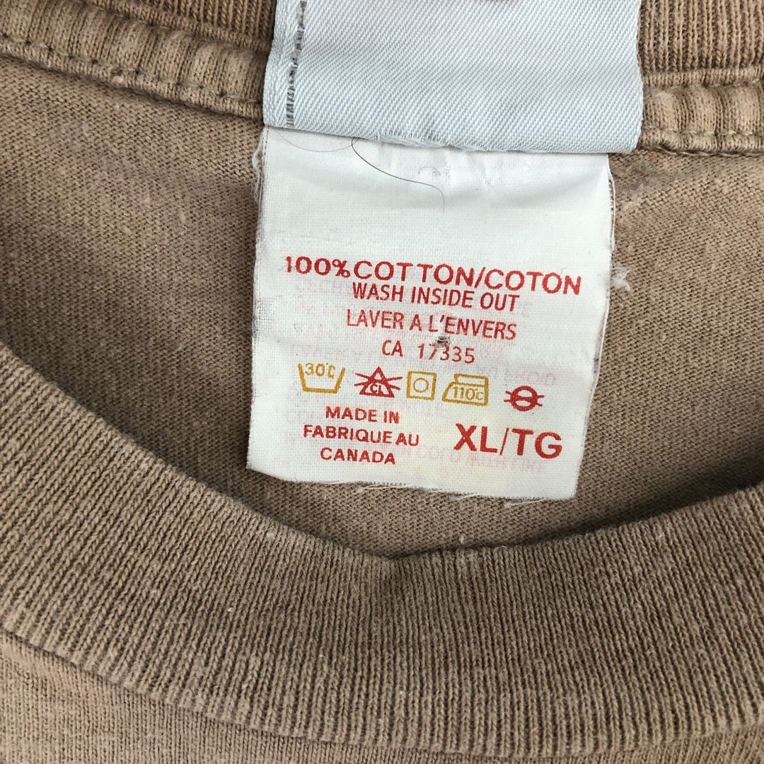 Reebok Logo Print T-Shirt, Made in Canada, Men's XL cotton beige type brown Vintage Second Hand