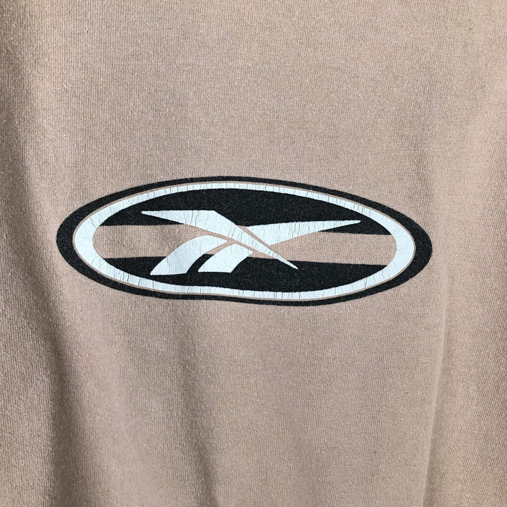 Reebok Logo Print T-Shirt, Made in Canada, Men's XL cotton beige type brown Vintage Second Hand