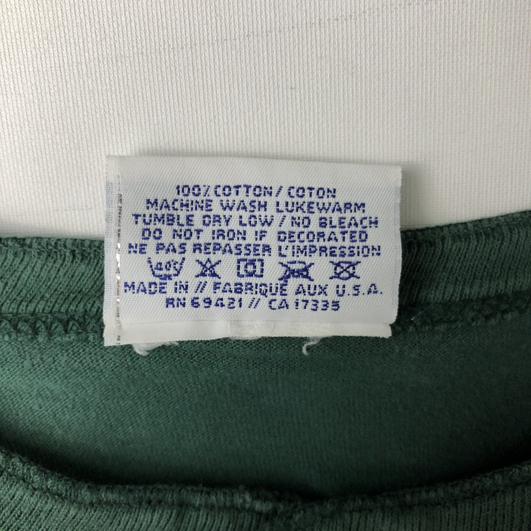 90'S Reebok Henley Logo T-Shirt, Made in USA, Men's Size L, Vintage cotton green type Vintage Second Hand
