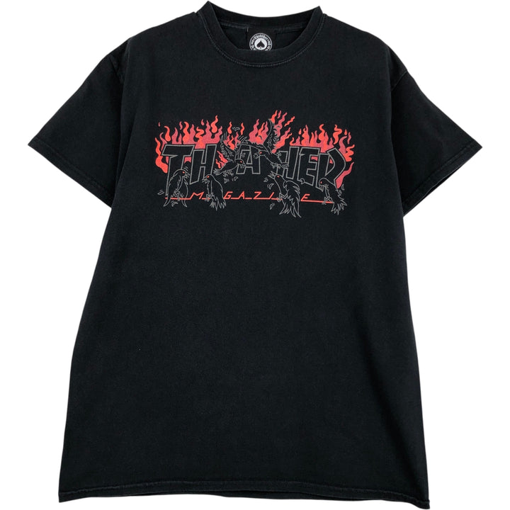 Thrasher Fire Pattern Surf Skate T-Shirt, Men's M cotton black type Vintage Second Hand