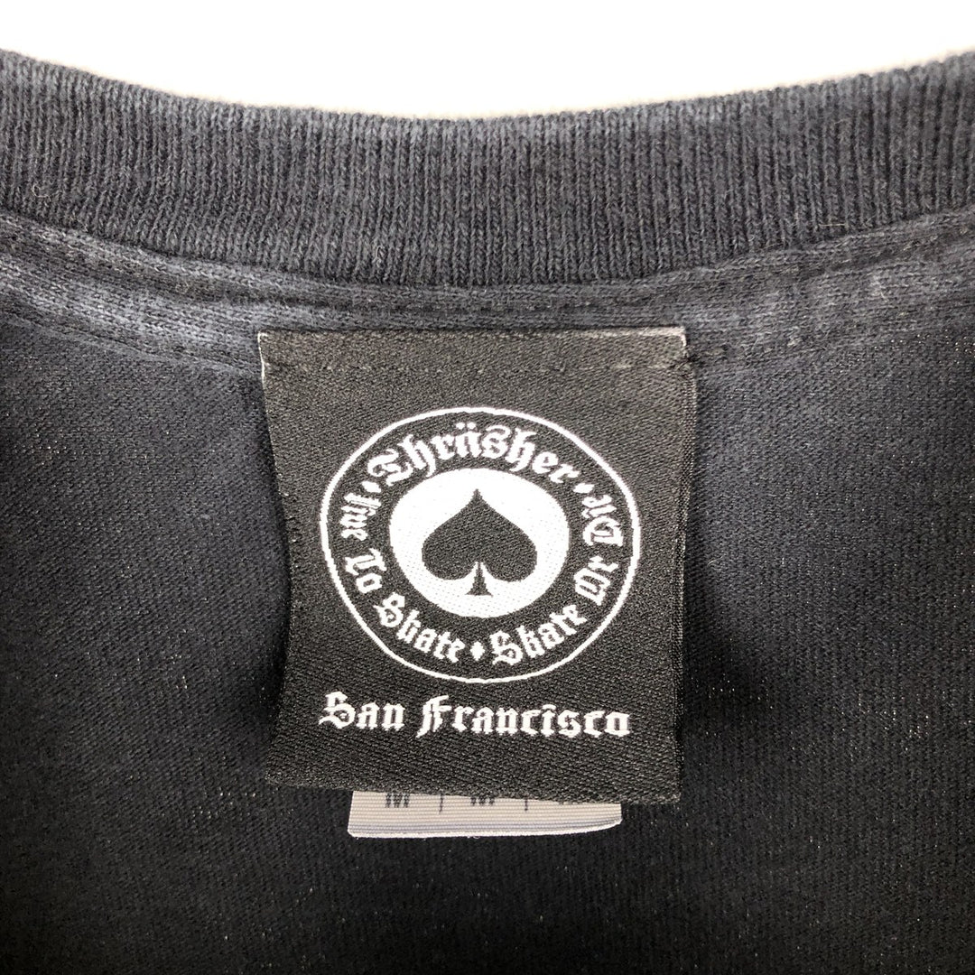 Thrasher Fire Pattern Surf Skate T-Shirt, Men's M cotton black type Vintage Second Hand