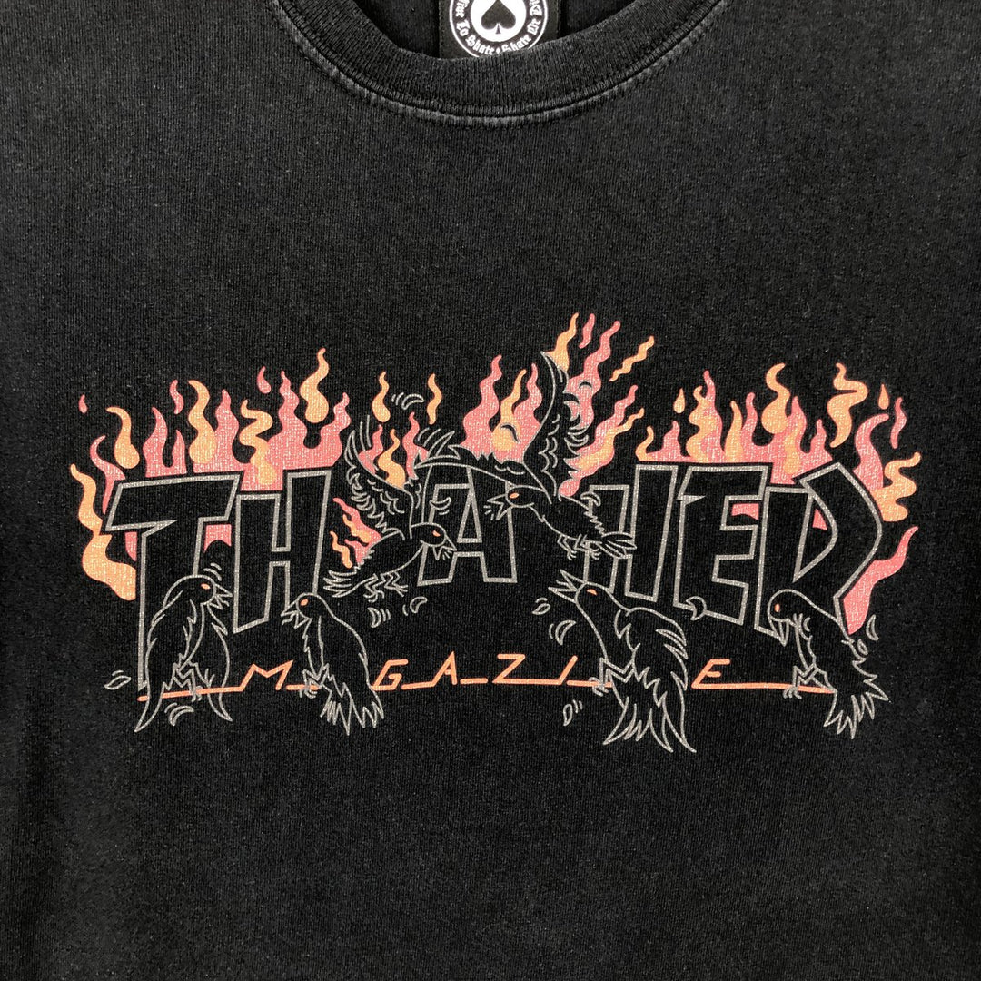 Thrasher Fire Pattern Surf Skate T-Shirt, Men's M cotton black type Vintage Second Hand
