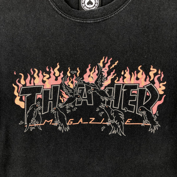 Thrasher Fire Pattern Surf Skate T-Shirt, Men's M cotton black type Vintage Second Hand