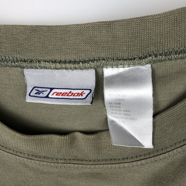 Reebok One-Point Logo T-Shirt, Men's Size L cotton Khaki type Vintage Second Hand