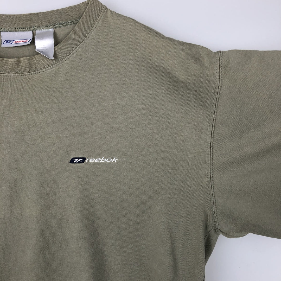 Reebok One-Point Logo T-Shirt, Men's Size L cotton Khaki type Vintage Second Hand