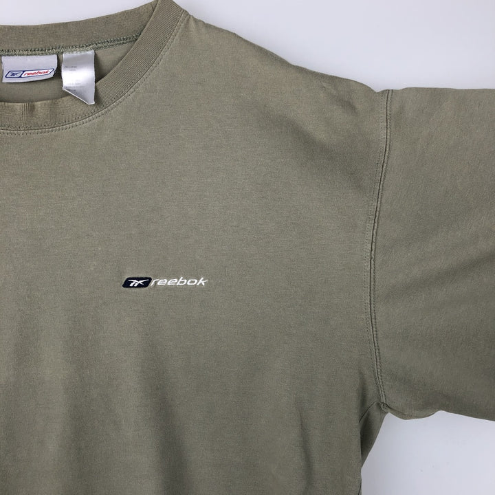 Reebok One-Point Logo T-Shirt, Men's Size L cotton Khaki type Vintage Second Hand