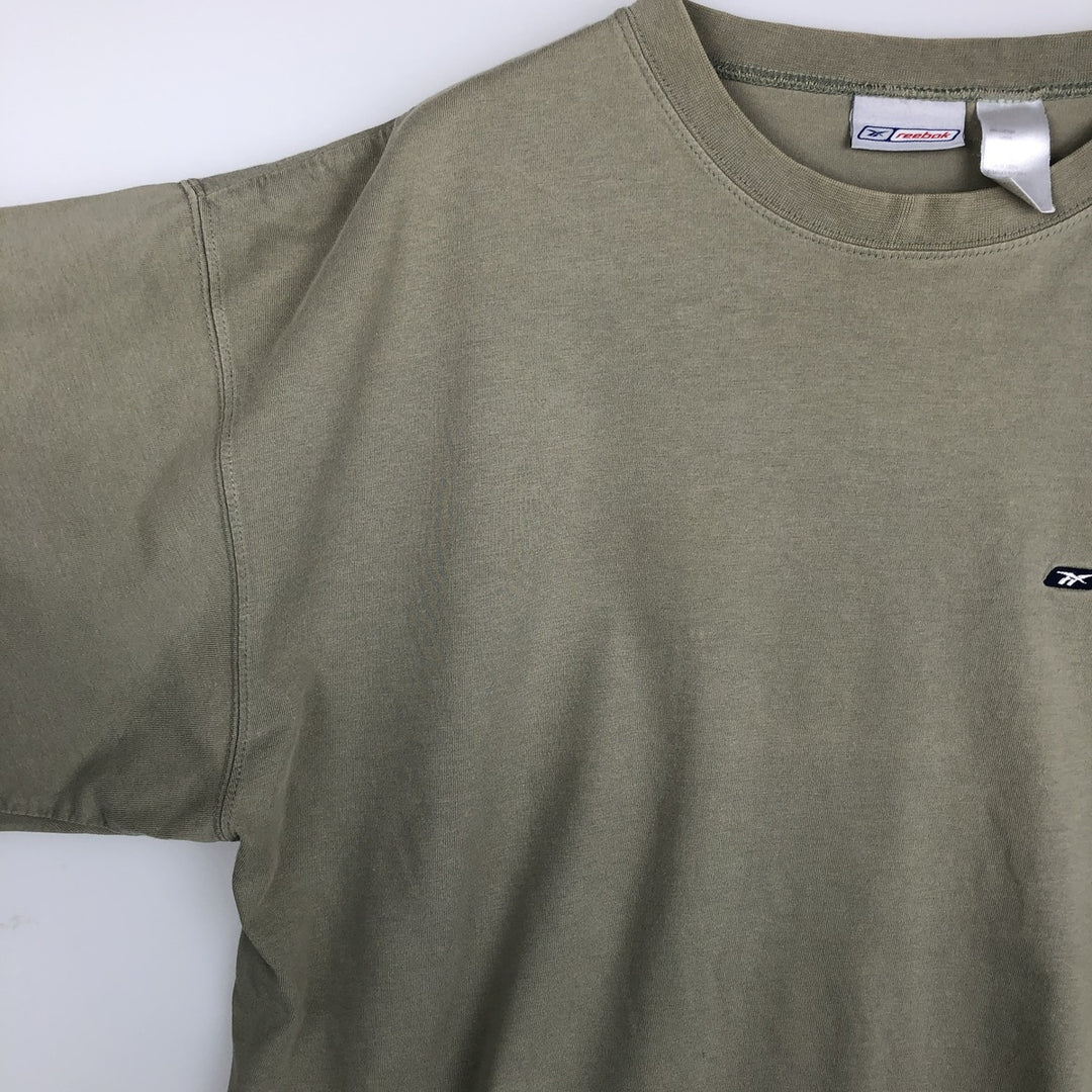 Reebok One-Point Logo T-Shirt, Men's Size L cotton Khaki type Vintage Second Hand