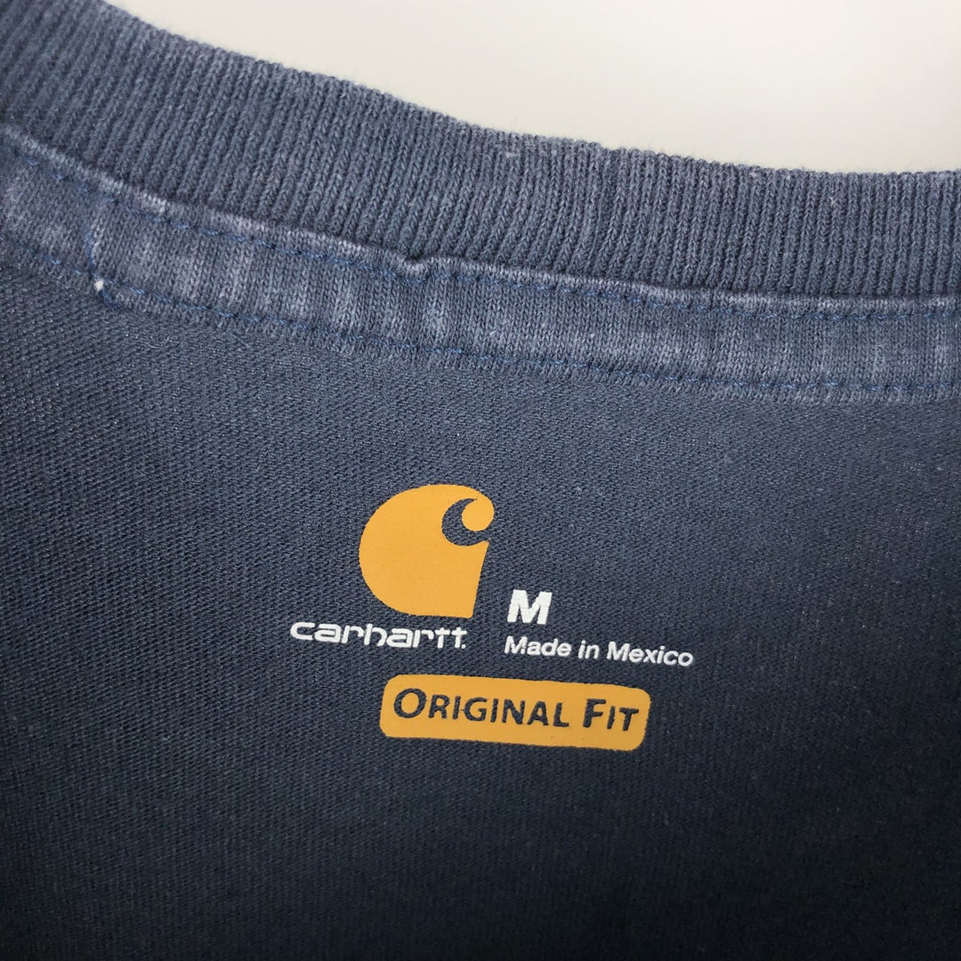 Carhartt Original Fit Long Sleeve T-Shirt, Men's Size Medium cotton navy blue type Vintage Second Hand