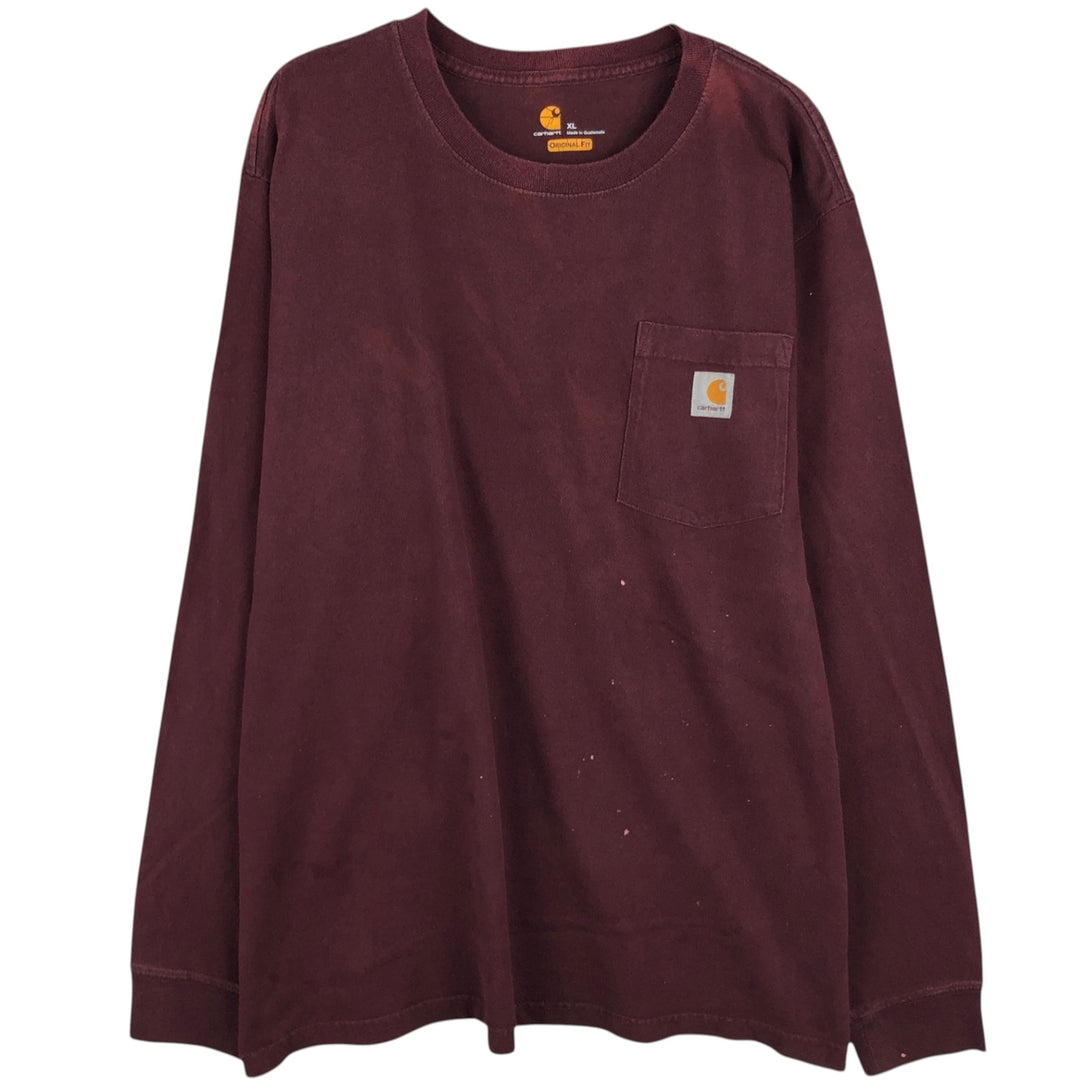 Carhartt Original Fit Long Sleeve T-Shirt, Men's XL cotton wine-red Vintage Second Hand