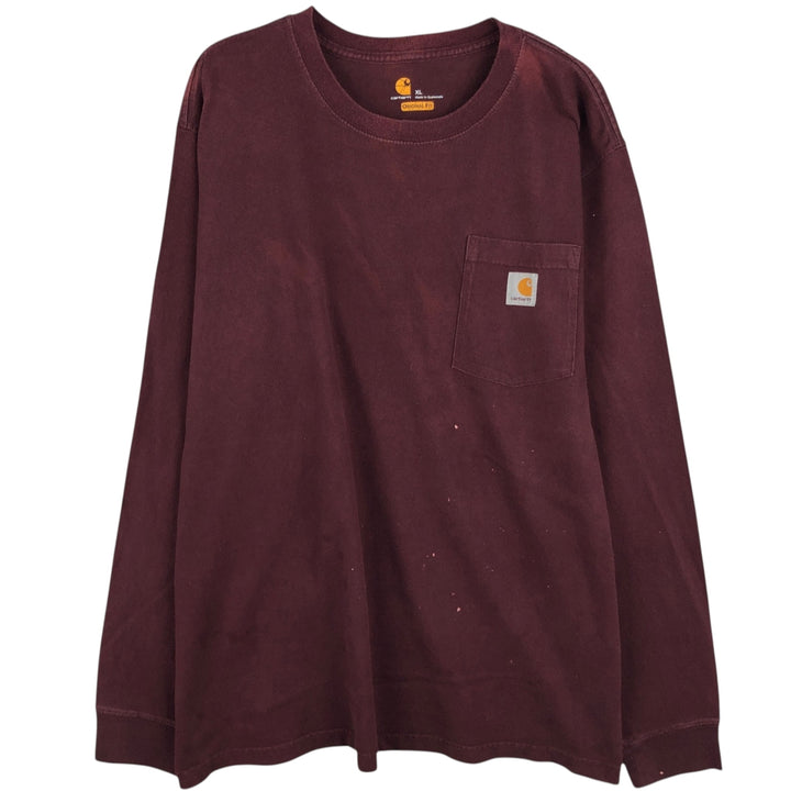 Carhartt Original Fit Long Sleeve T-Shirt, Men's XL cotton wine-red Vintage Second Hand
