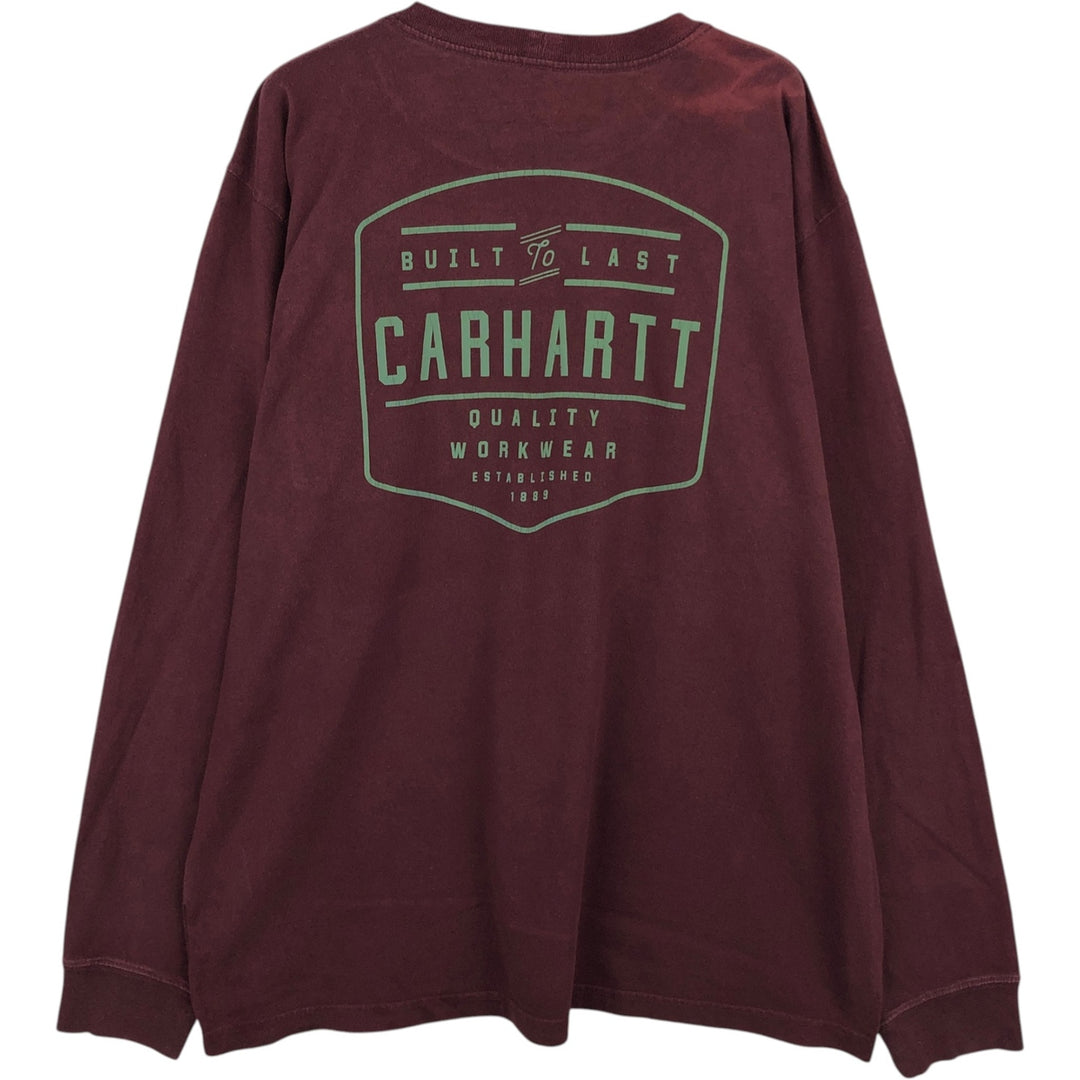 Carhartt Original Fit Long Sleeve T-Shirt, Men's XL cotton wine-red Vintage Second Hand