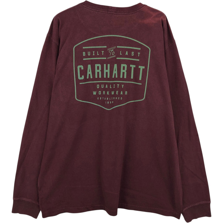 Carhartt Original Fit Long Sleeve T-Shirt, Men's XL cotton wine-red Vintage Second Hand