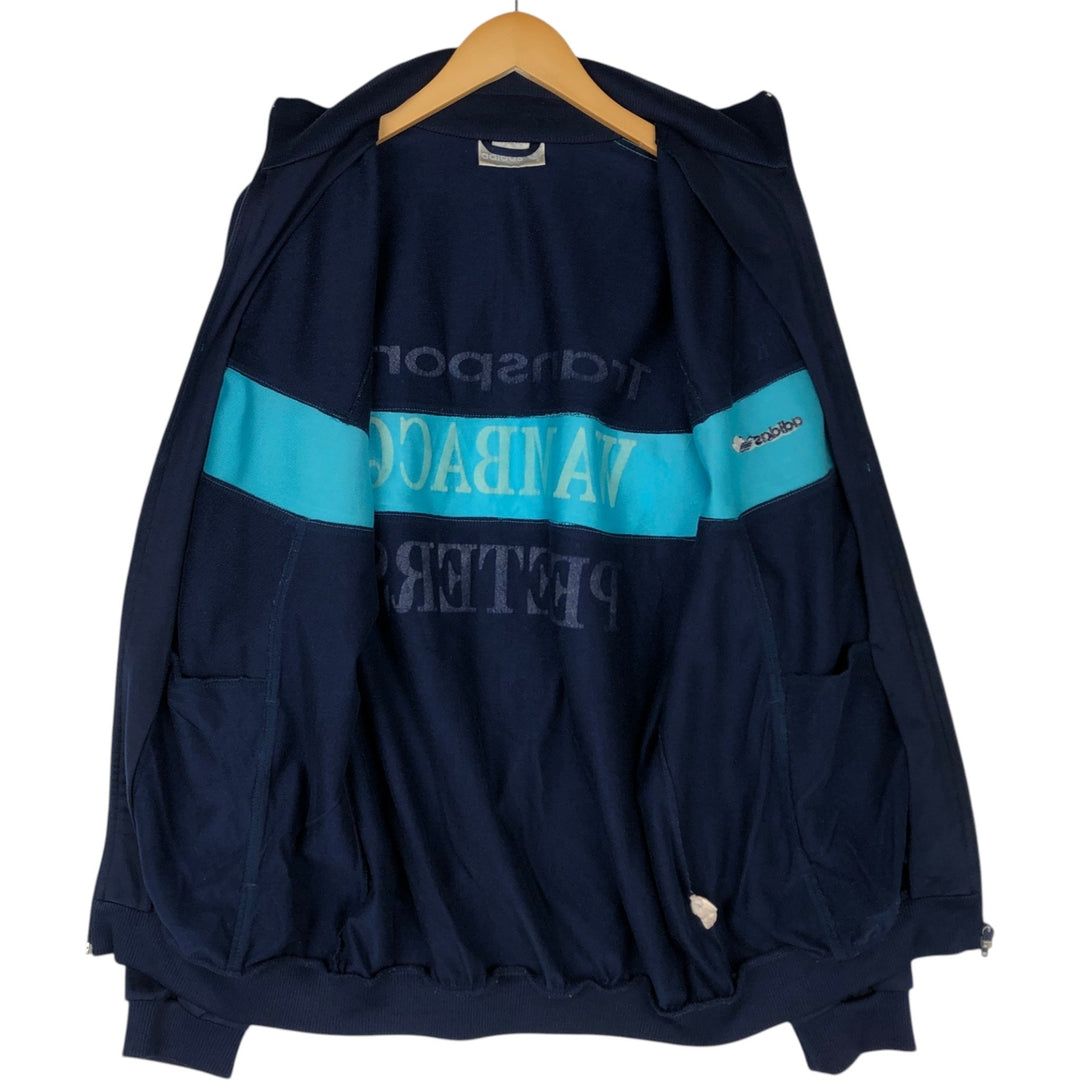 Vintage 1980'S adidas WAMBACQ PEETERS Advertising Jersey Track Jacket, Men's Size L polyester navy blue type Vintage Second Hand