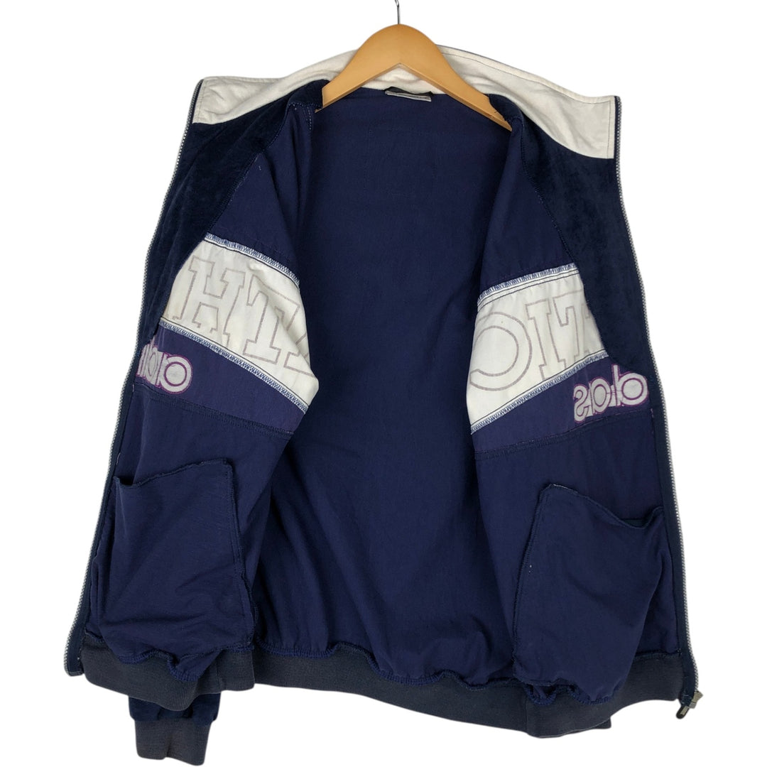Vintage 80s-90'S Adidas Velour Jersey Track Jacket, Men's Size Medium polyester navy blue type Vintage Second Hand