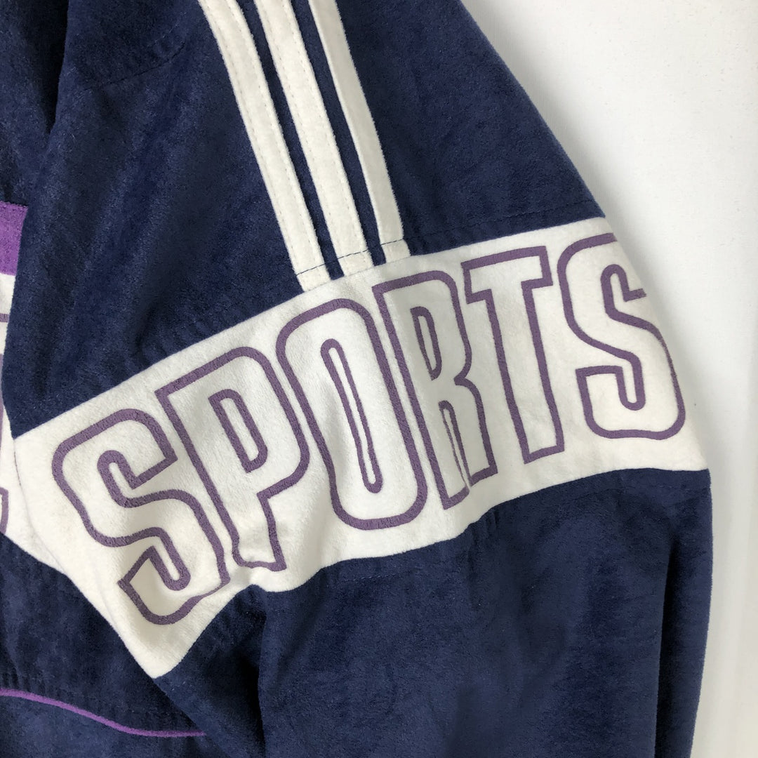 Vintage 80s-90'S Adidas Velour Jersey Track Jacket, Men's Size Medium polyester navy blue type Vintage Second Hand
