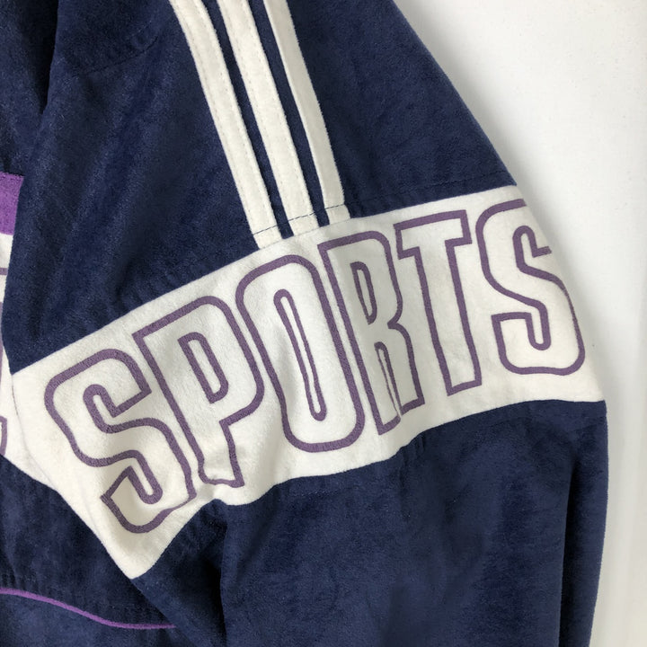 Vintage 80s-90'S Adidas Velour Jersey Track Jacket, Men's Size Medium polyester navy blue type Vintage Second Hand
