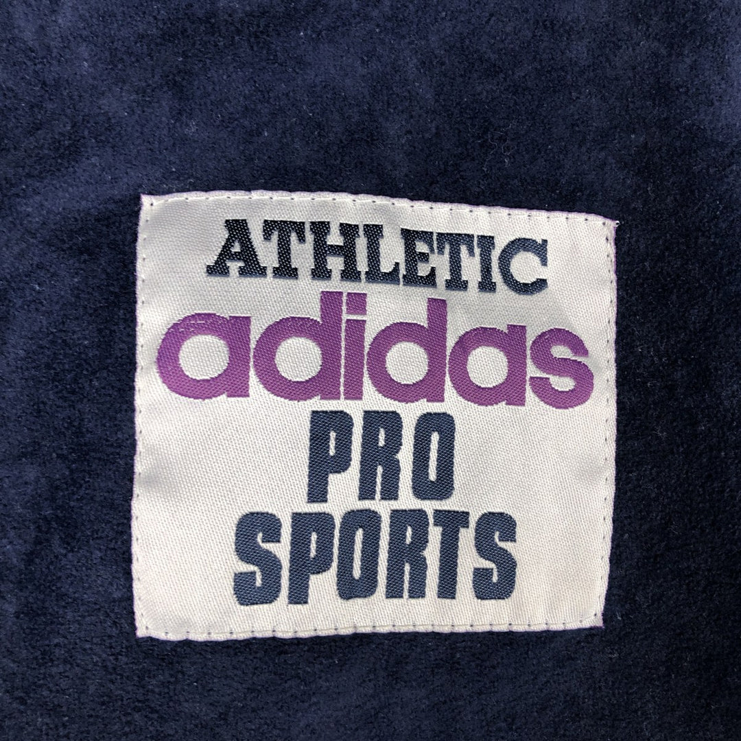 Vintage 80s-90'S Adidas Velour Jersey Track Jacket, Men's Size Medium polyester navy blue type Vintage Second Hand