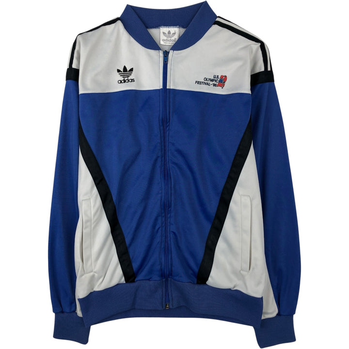 1980'S Adidas Olympic US Olympic Festival Jersey Track Jacket, Made in USA, Men's Size M (approx.), Vintage polyester blue type Vintage Second Hand