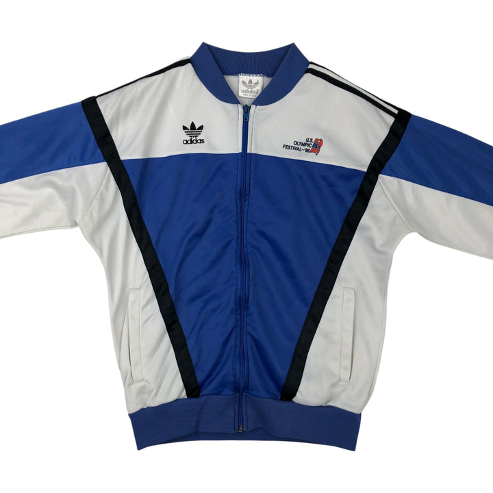 1980'S Adidas Olympic US Olympic Festival Jersey Track Jacket, Made in USA, Men's Size M (approx.), Vintage polyester blue type Vintage Second Hand