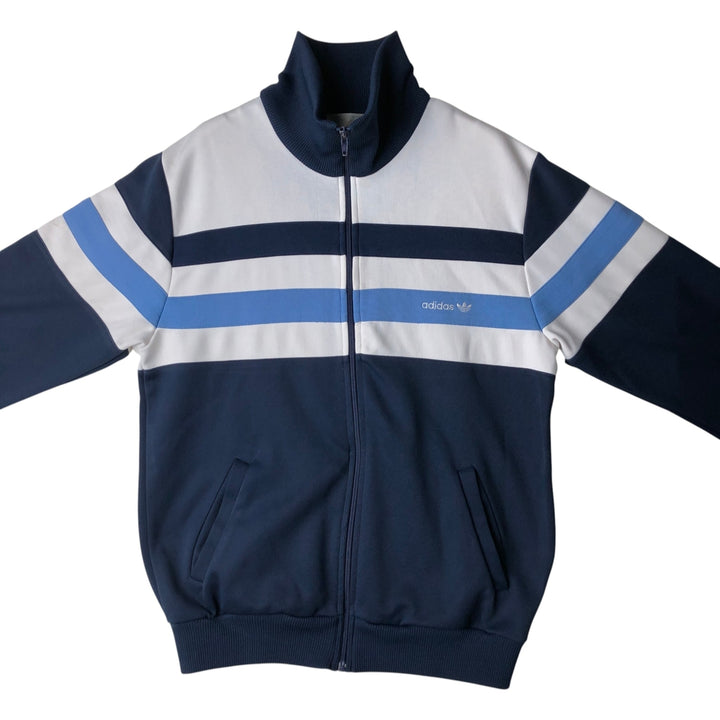 Vintage 80'S adidas track jacket, size M for men polyester white type Vintage Second Hand
