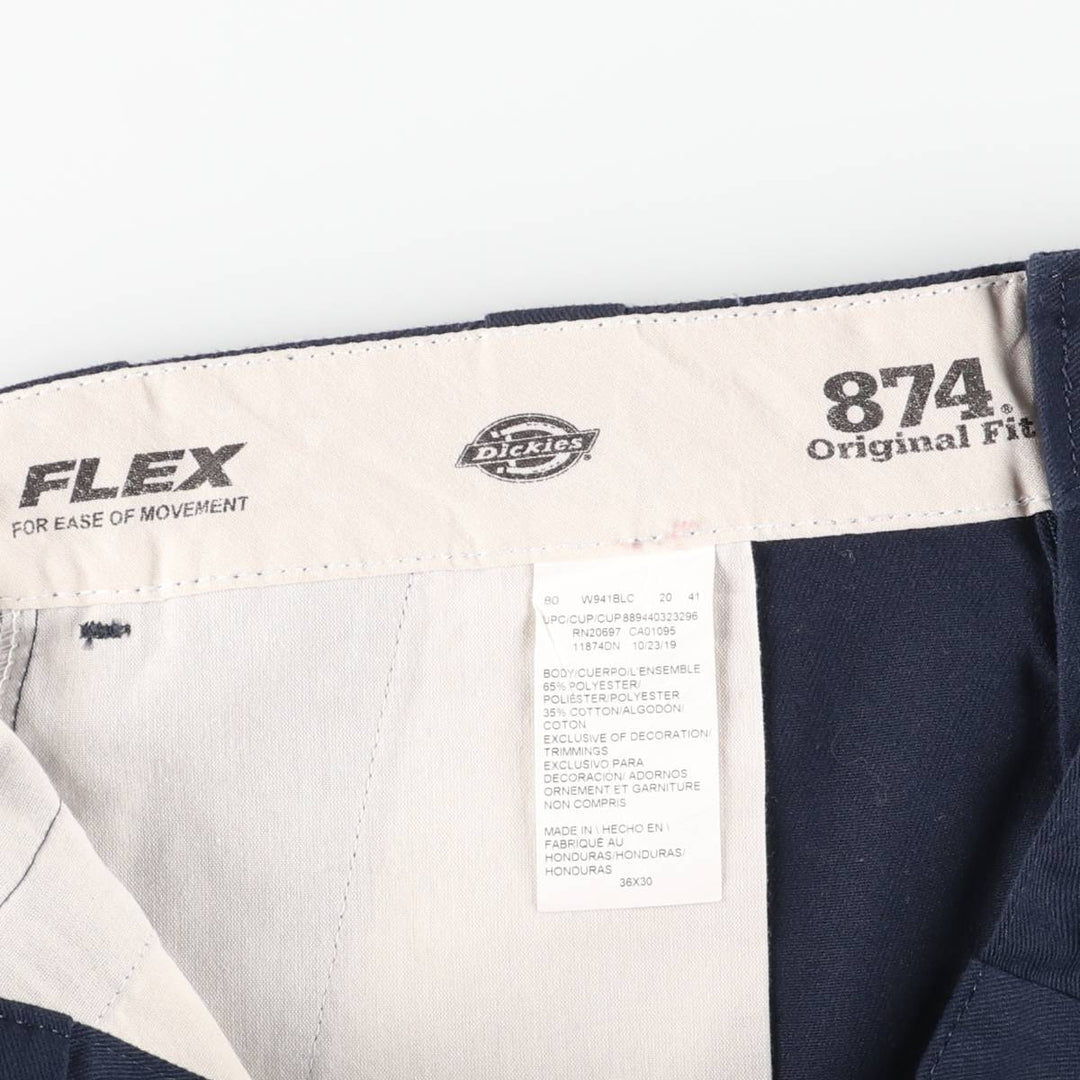 Dickies 874 Flex Original Fit Work Pants, Men's, Size 35 polyester navy blue type Vintage Second Hand