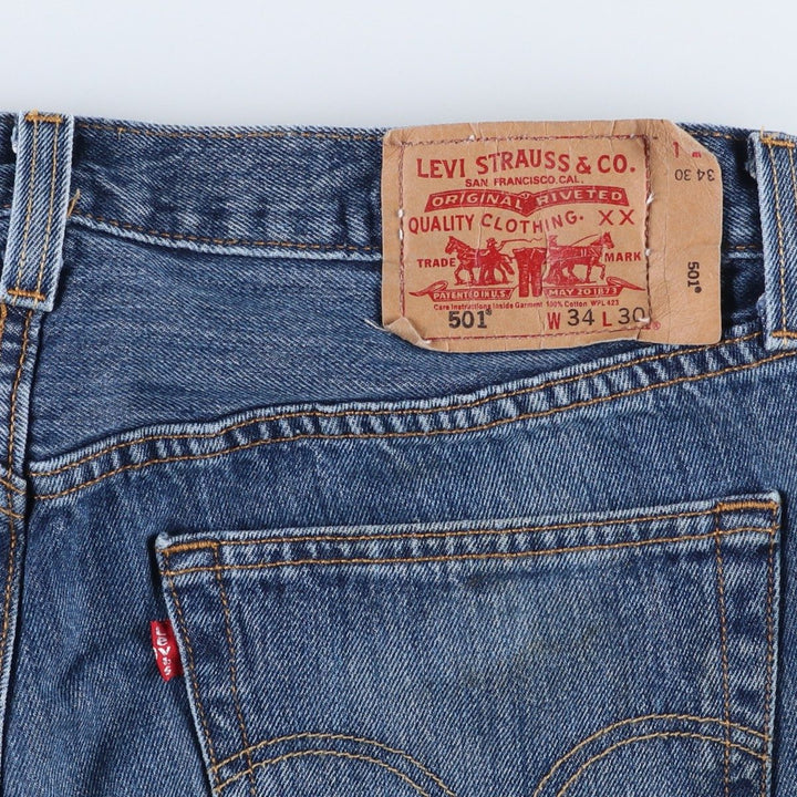 Levi's 501 straight denim pants for men, size W34 unclear blue type Vintage Second Hand