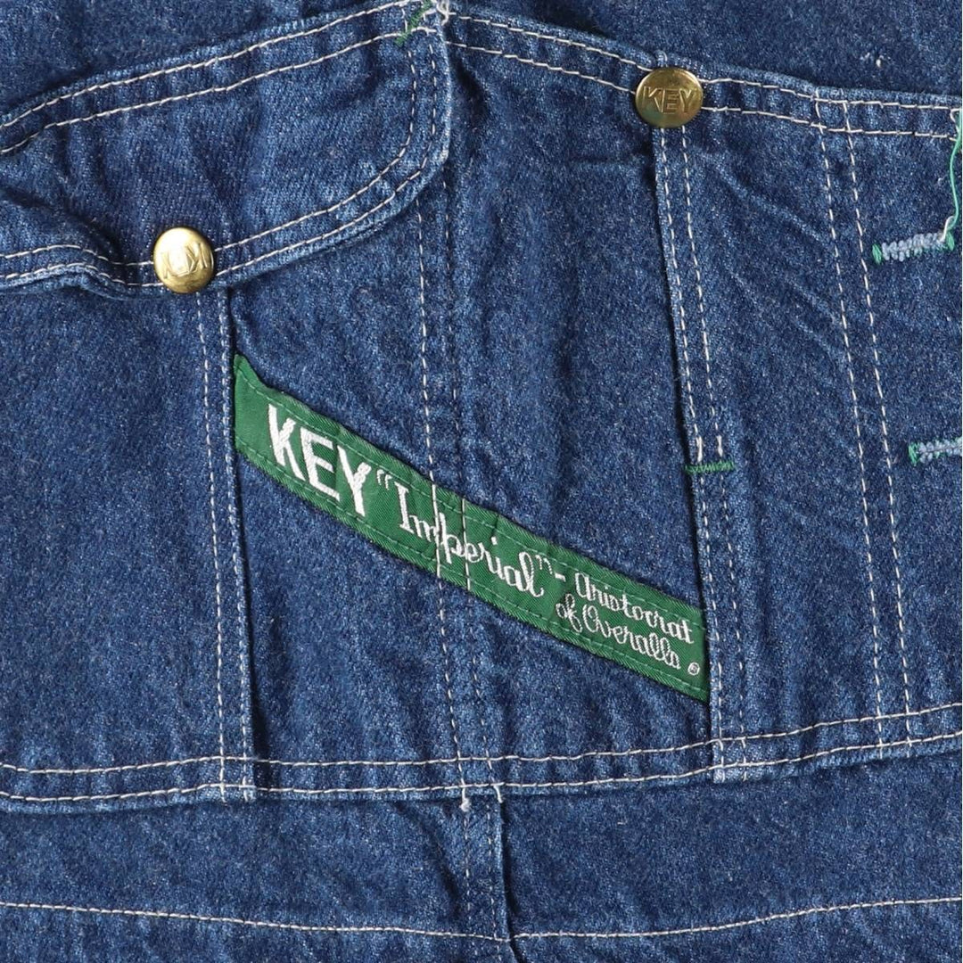 Key Logo Patch Denim Overalls, Made in USA, Men's, Size W33 cotton blue type Vintage Second Hand