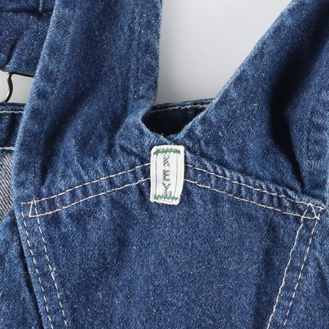 Key Logo Patch Denim Overalls, Made in USA, Men's, Size W33 cotton blue type Vintage Second Hand